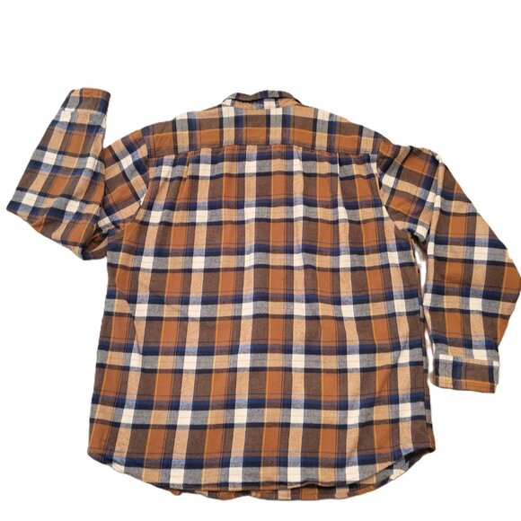 SCHMIDT Workwear Carpenter Men's Plaid Flannel Button Up Shirt Brown Cotton XL - Picture 2 of 8